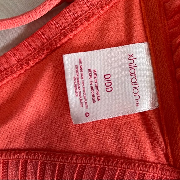 Xhilaration Vibrant Coral Ribbed Bikini Top - Picture 3 of 3